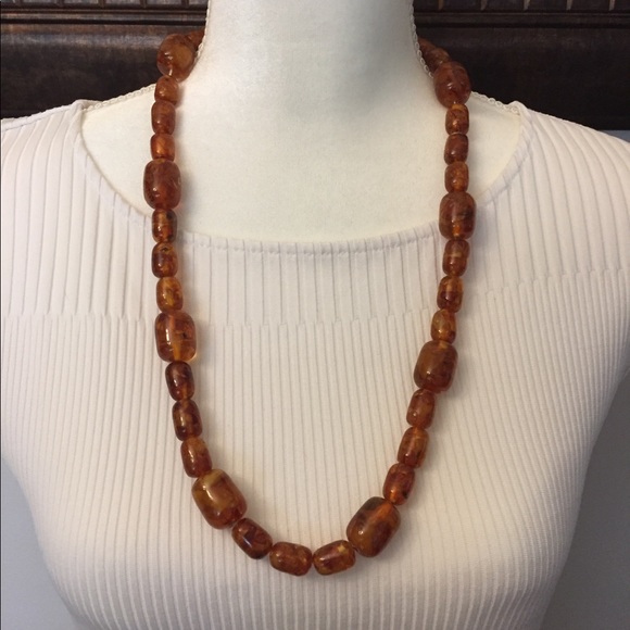 Jewelry - Amber color necklace & 2 sets of matching earrings